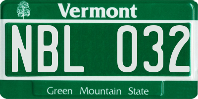 VT license plate NBL032