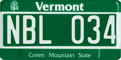 VT license plate NBL034