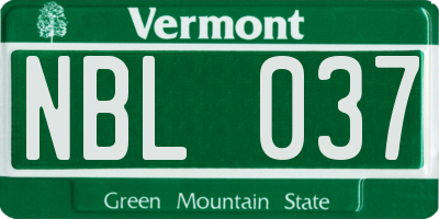 VT license plate NBL037