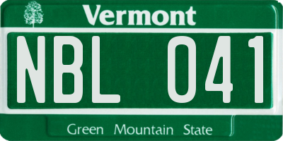 VT license plate NBL041