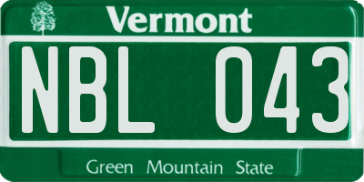 VT license plate NBL043
