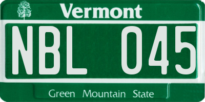 VT license plate NBL045