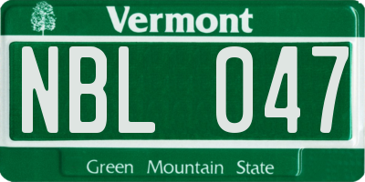 VT license plate NBL047