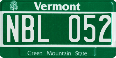 VT license plate NBL052