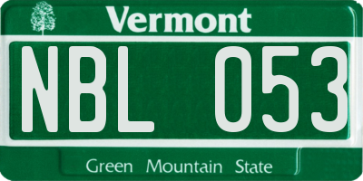 VT license plate NBL053