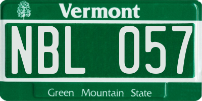 VT license plate NBL057