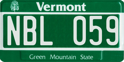 VT license plate NBL059