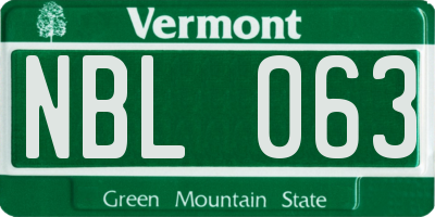 VT license plate NBL063
