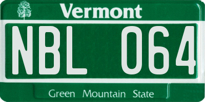 VT license plate NBL064