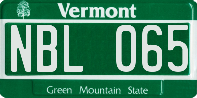 VT license plate NBL065