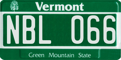 VT license plate NBL066