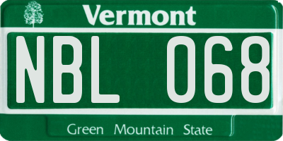 VT license plate NBL068