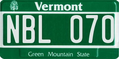 VT license plate NBL070