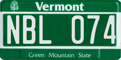 VT license plate NBL074