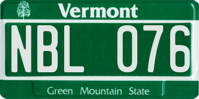 VT license plate NBL076