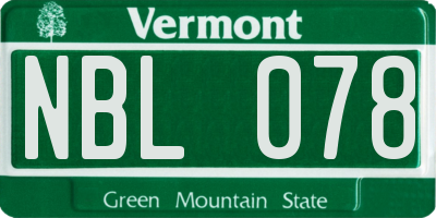 VT license plate NBL078