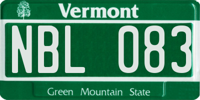 VT license plate NBL083