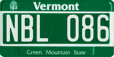 VT license plate NBL086