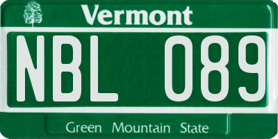 VT license plate NBL089