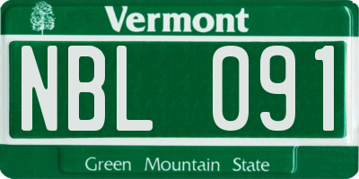 VT license plate NBL091