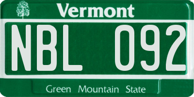 VT license plate NBL092