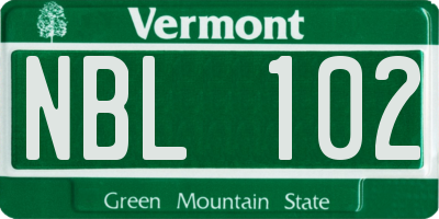 VT license plate NBL102