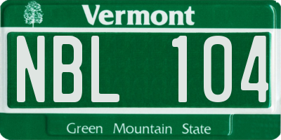 VT license plate NBL104