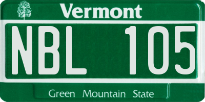 VT license plate NBL105