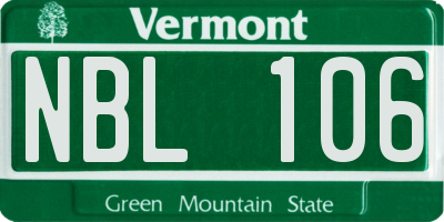 VT license plate NBL106