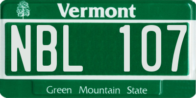 VT license plate NBL107