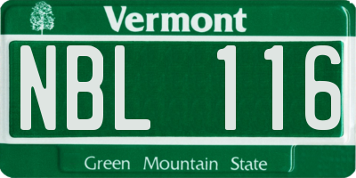 VT license plate NBL116