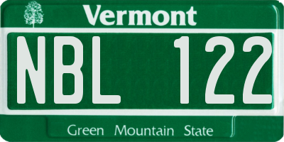 VT license plate NBL122