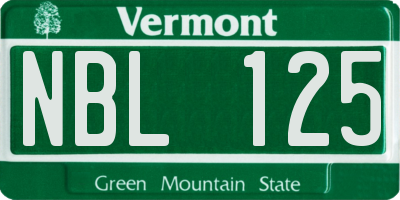 VT license plate NBL125