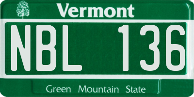 VT license plate NBL136