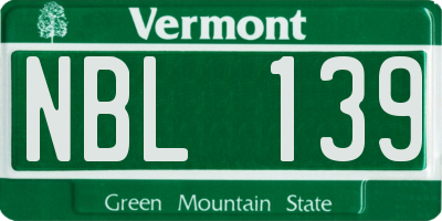 VT license plate NBL139