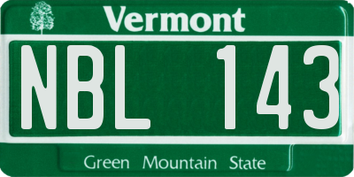 VT license plate NBL143