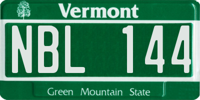 VT license plate NBL144