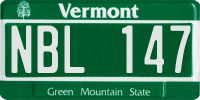 VT license plate NBL147