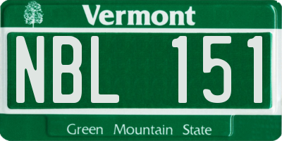 VT license plate NBL151