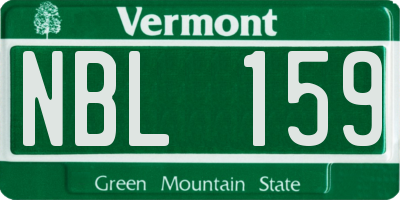 VT license plate NBL159