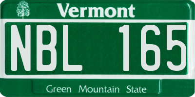 VT license plate NBL165
