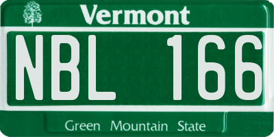 VT license plate NBL166