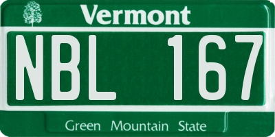 VT license plate NBL167
