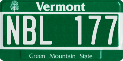 VT license plate NBL177
