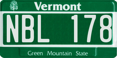 VT license plate NBL178