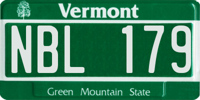VT license plate NBL179