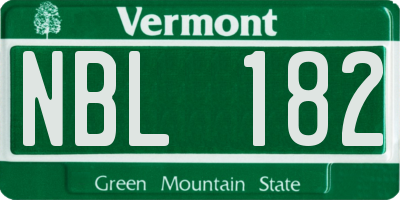 VT license plate NBL182