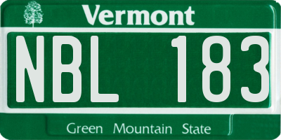 VT license plate NBL183