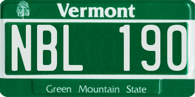 VT license plate NBL190