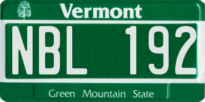 VT license plate NBL192